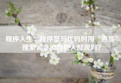 程序人生：程序员写代码时用“百度”搜索，会被其他人鄙视吗？