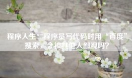 程序人生：程序员写代码时用“百度”搜索，会被其他人鄙视吗？