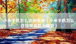 小米手机怎么连接电视（小米手机怎么连接电视机上播放）