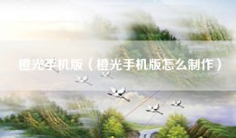 橙光手机版（橙光手机版怎么制作）
