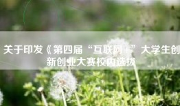 关于印发《第四届“互联网+”大学生创新创业大赛校内选拔