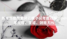 历年百度搜索风云榜小说年度冠军，2019年元尊、圣墟、剑来大PK