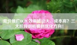 竞价推广OCPC效果波动大、成本高？三大阶段剖析找到优化方向！