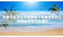 苹果手机怎么关闭静音（苹果手机怎么关闭静音模式设置）