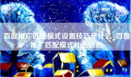 百度推广匹配模式设置技巧是什么_百度推广匹配模式什么意思