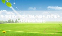 如何提高在搜索引擎中的排名-百度排名-竞价排名-自然排名