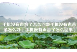 手机没有声音了怎么回事手机没有声音了怎么办「手机没有声音了怎么回事」