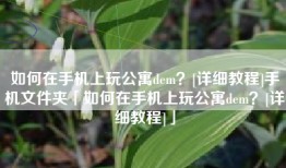 如何在手机上玩公寓dem？[详细教程]手机文件夹「如何在手机上玩公寓dem？[详细教程]」