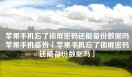 苹果手机忘了锁屏密码还能备份数据吗苹果手机备份「苹果手机忘了锁屏密码还能备份数据吗」