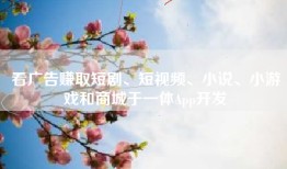 看广告赚取短剧、短视频、小说、小游戏和商城于一体App开发