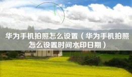 华为手机拍照怎么设置（华为手机拍照怎么设置时间水印日期）