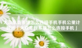 大众车载系统怎么连接手机手机公里计数器「大众车载系统怎么连接手机」