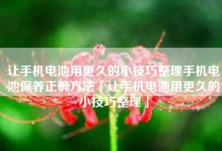 让手机电池用更久的小技巧整理手机电池保养正确方法「让手机电池用更久的小技巧整理」