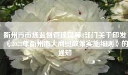 衢州市市场监督管理局等8部门关于印发《2023年衢州市大商贸政策实施细则》的通知