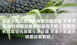 苹果手机百度旋转屏幕在哪设置 苹果手机旋转屏幕设置教程蓝莓手机「苹果手机百度旋转屏幕在哪设置 苹果手机旋转屏幕设置教程」