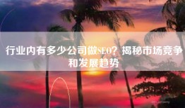 行业内有多少公司做SEO？揭秘市场竞争和发展趋势