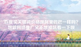 百度买关键词价格跟阿里巴巴一样吗？想做网络推广又不想掉坑看一下呗