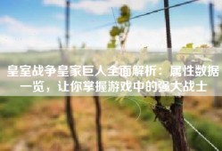 皇室战争皇家巨人全面解析：属性数据一览，让你掌握游戏中的强大战士