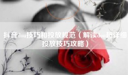抖音dou技巧和投放规范（解读dou超详细投放技巧攻略）