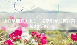 小白学搜索（上）：搜索引擎如何排列搜索结果？