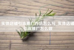 实体店铺引流推广方法怎么写_实体店铺引流推广怎么做