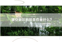 雄安新区购房条件是什么？