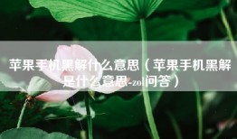 苹果手机黑解什么意思（苹果手机黑解是什么意思-zol问答）