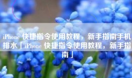 iPhone 快捷指令使用教程，新手指南手机排水「iPhone 快捷指令使用教程，新手指南」