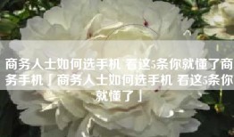 商务人士如何选手机 看这5条你就懂了商务手机「商务人士如何选手机 看这5条你就懂了」