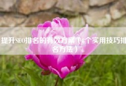 提升SEO排名的有效方案（8个实用技巧排名方法）