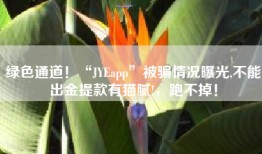 绿色通道！“JYEapp”被骗情况曝光,不能出金提款有猫腻!，跑不掉！