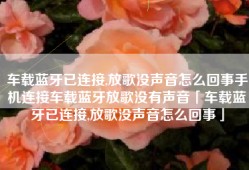车载蓝牙已连接,放歌没声音怎么回事手机连接车载蓝牙放歌没有声音「车载蓝牙已连接,放歌没声音怎么回事」