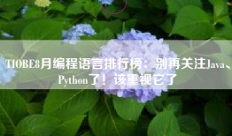 TIOBE8月编程语言排行榜：别再关注Java、Python了！该重视它了