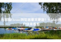 谷歌版Chrome浏览器重大更新！Windows用户快来看看