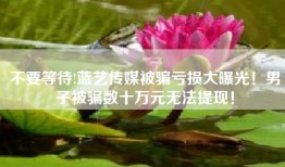 不要等待!蓝艺传媒被骗亏损大曝光！男子被骗数十万元无法提现！
