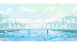 微信聊天声音怎么调大手机声音太小怎么调大「微信聊天声音怎么调大」