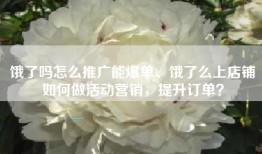 饿了吗怎么推广能爆单、饿了么上店铺如何做活动营销，提升订单？