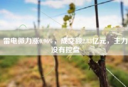 雷电微力涨0.96%，成交额2.83亿元，主力没有控盘