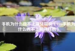 手机为什么连不上蓝牙耳机（Vivo手机为什么连不上蓝牙耳机）