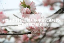 深度了解抖音直播开放平台的新时代(抖音开直播功能介绍)
