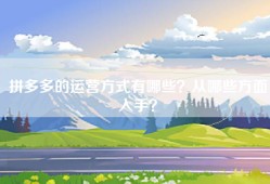 拼多多的运营方式有哪些？从哪些方面入手？