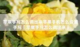 苹果手写怎么调出来苹果手机怎么设置手写「苹果手写怎么调出来」