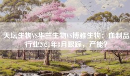 天坛生物VS华兰生物VS博雅生物：血制品行业2021年8月跟踪，产能？
