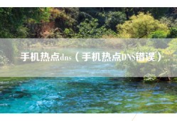 手机热点dns（手机热点DNS错误）