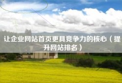 让企业网站首页更具竞争力的核心（提升网站排名）