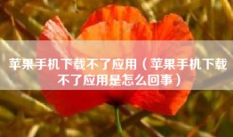 苹果手机下载不了应用（苹果手机下载不了应用是怎么回事）