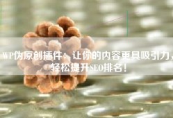 WP伪原创插件：让你的内容更具吸引力，轻松提升SEO排名！