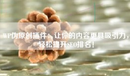WP伪原创插件：让你的内容更具吸引力，轻松提升SEO排名！
