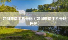 如何申请手机号码（如何申请手机号码保护）