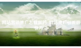 网站营销推广怎样做的_网站推广引流最快方法